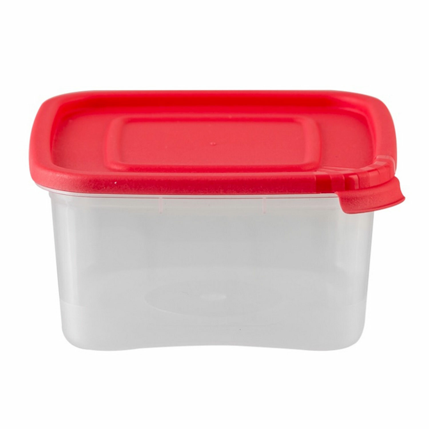 Пластиковый контейнер квадратный низкий, 880 мл, красный